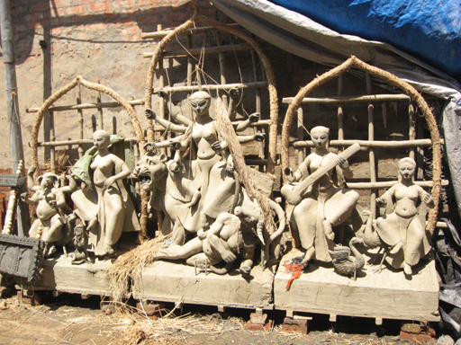 Durga under clay coat